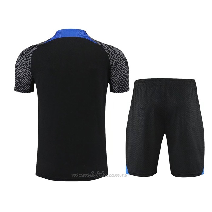 Chandal del Paris Saint-Germain Manga Corta 2022-2023 Negro y Azul - Pantalon Corto